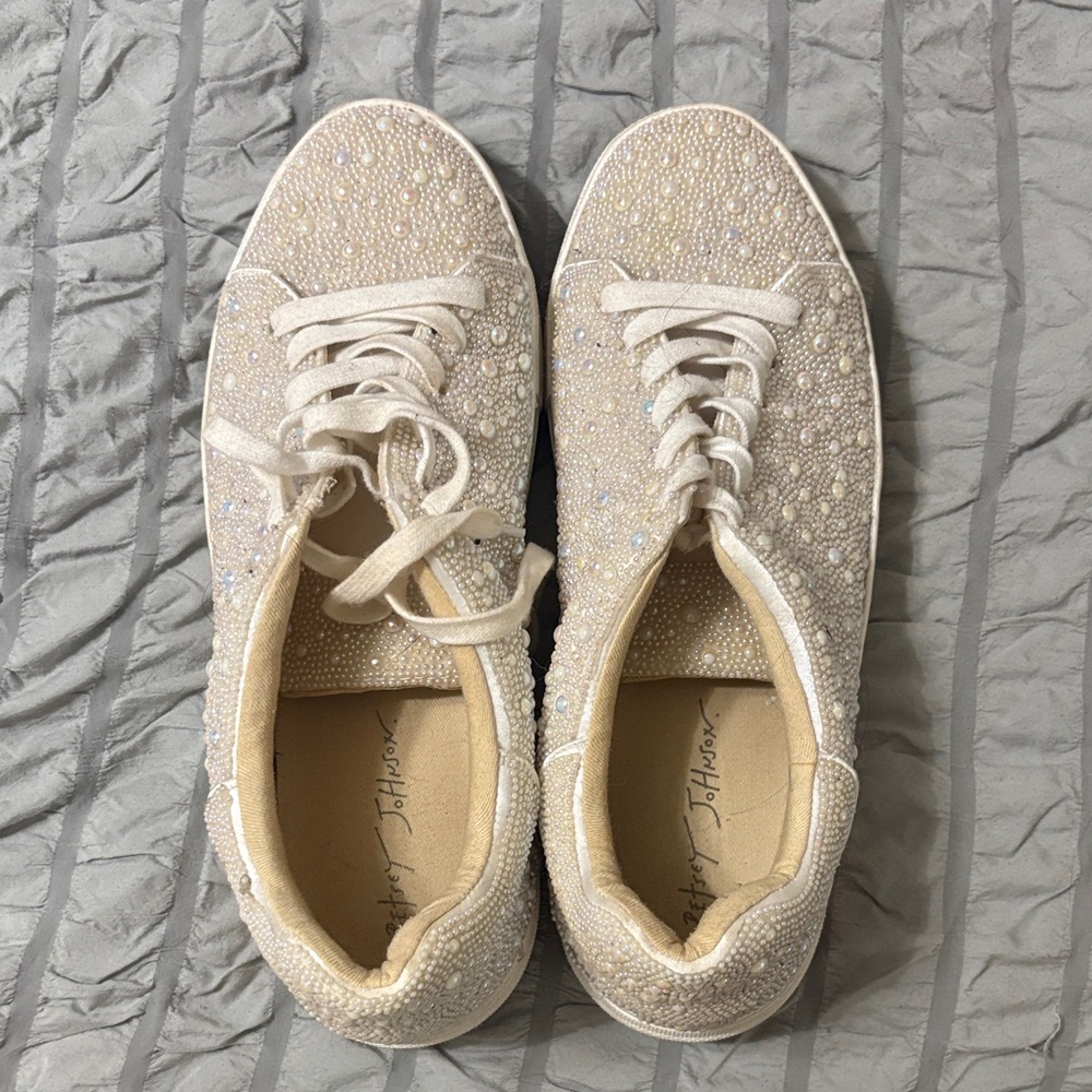 Betsey Johnson Ivory Pearl Sneakers